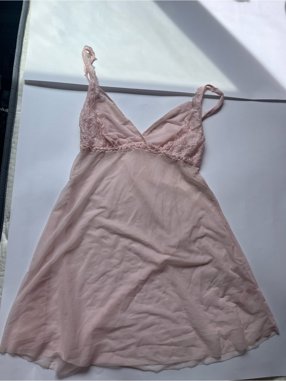 Delicate Lace-Trim Pink Slip Nightdress